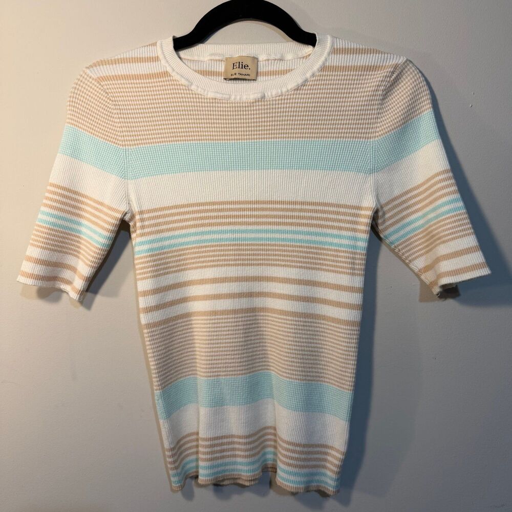 Ellie Tahari Striped Knit Top 3/4 Sleeve, fits like women’s small